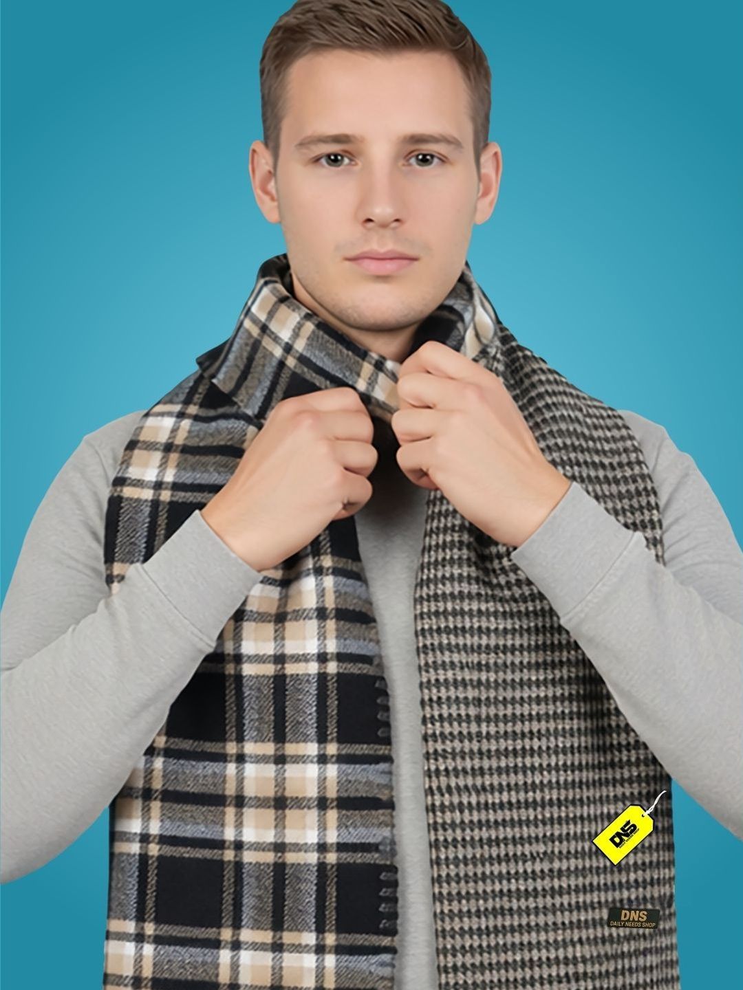 Daily Needs Shop Men Checked Merino Wool Mufflers