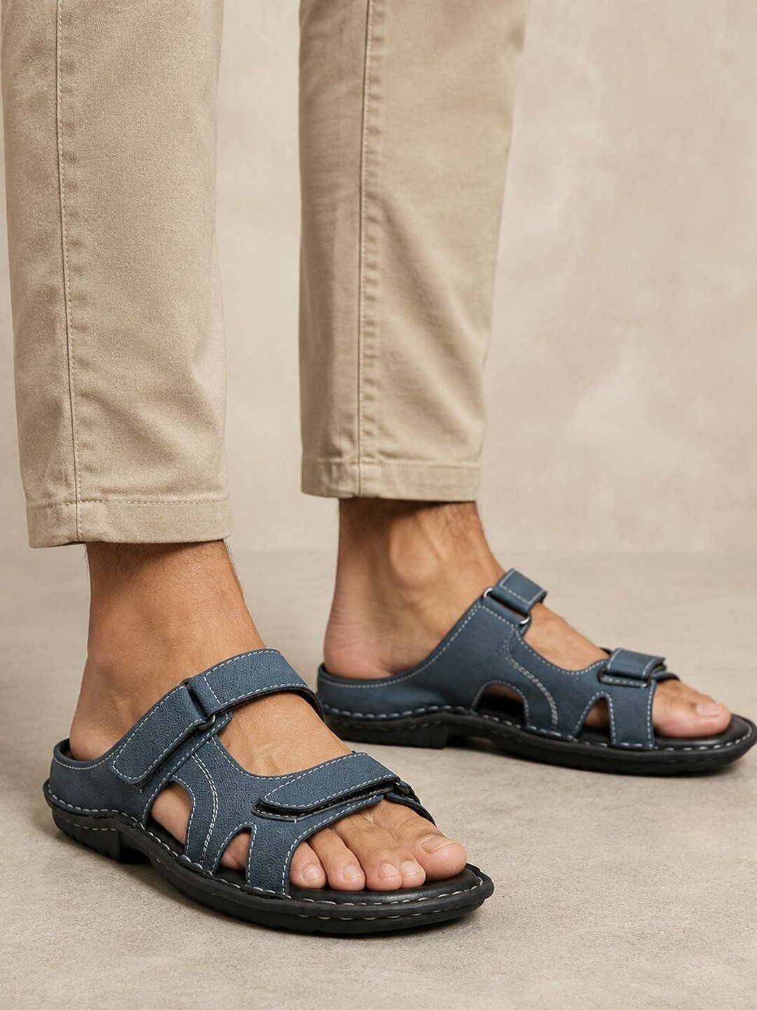 Roadster Men Blue Casual Sandals Comfortable Double Strap Slip-On Open Toe