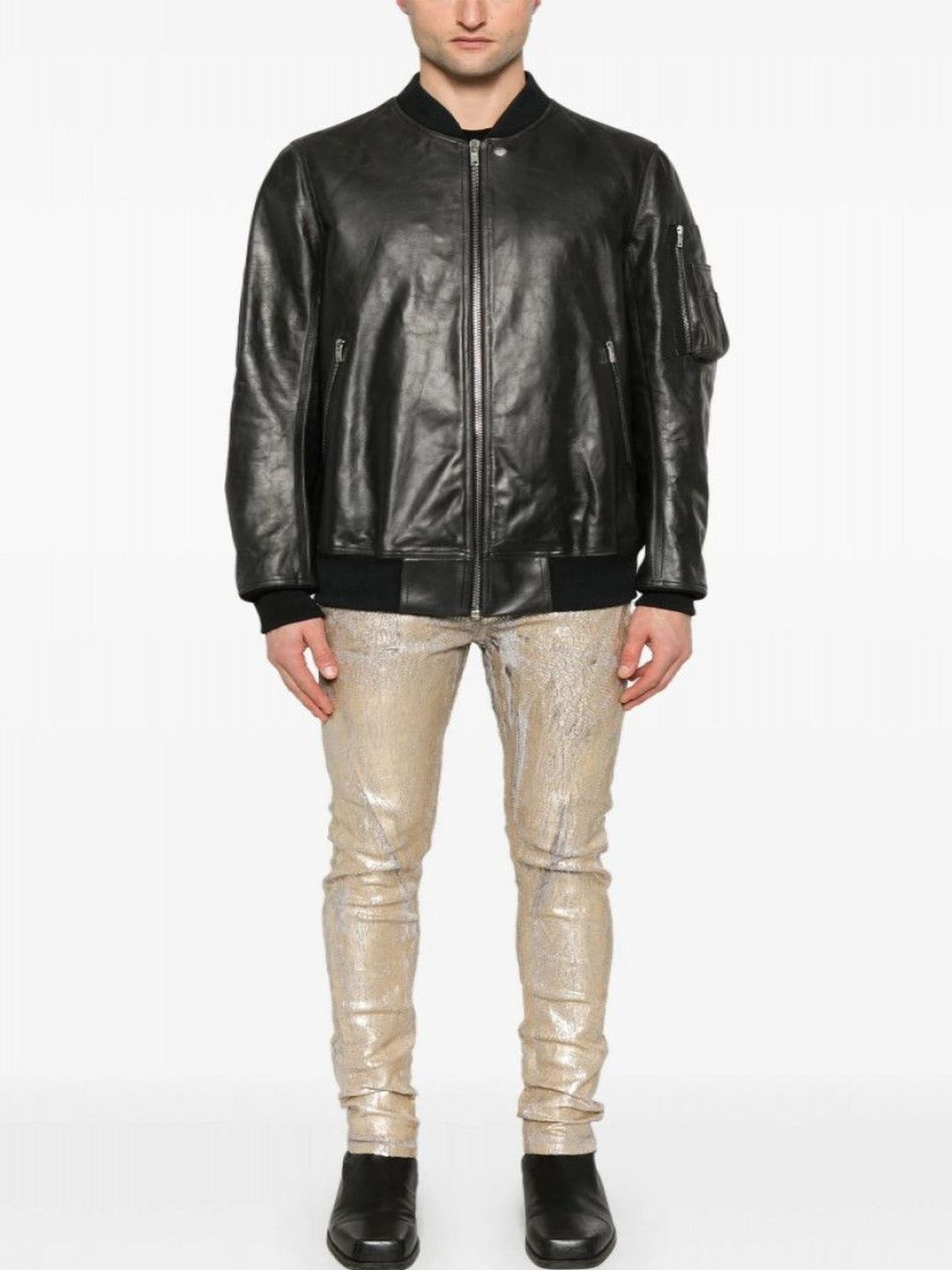 Rick Owens Black Leather Jacket