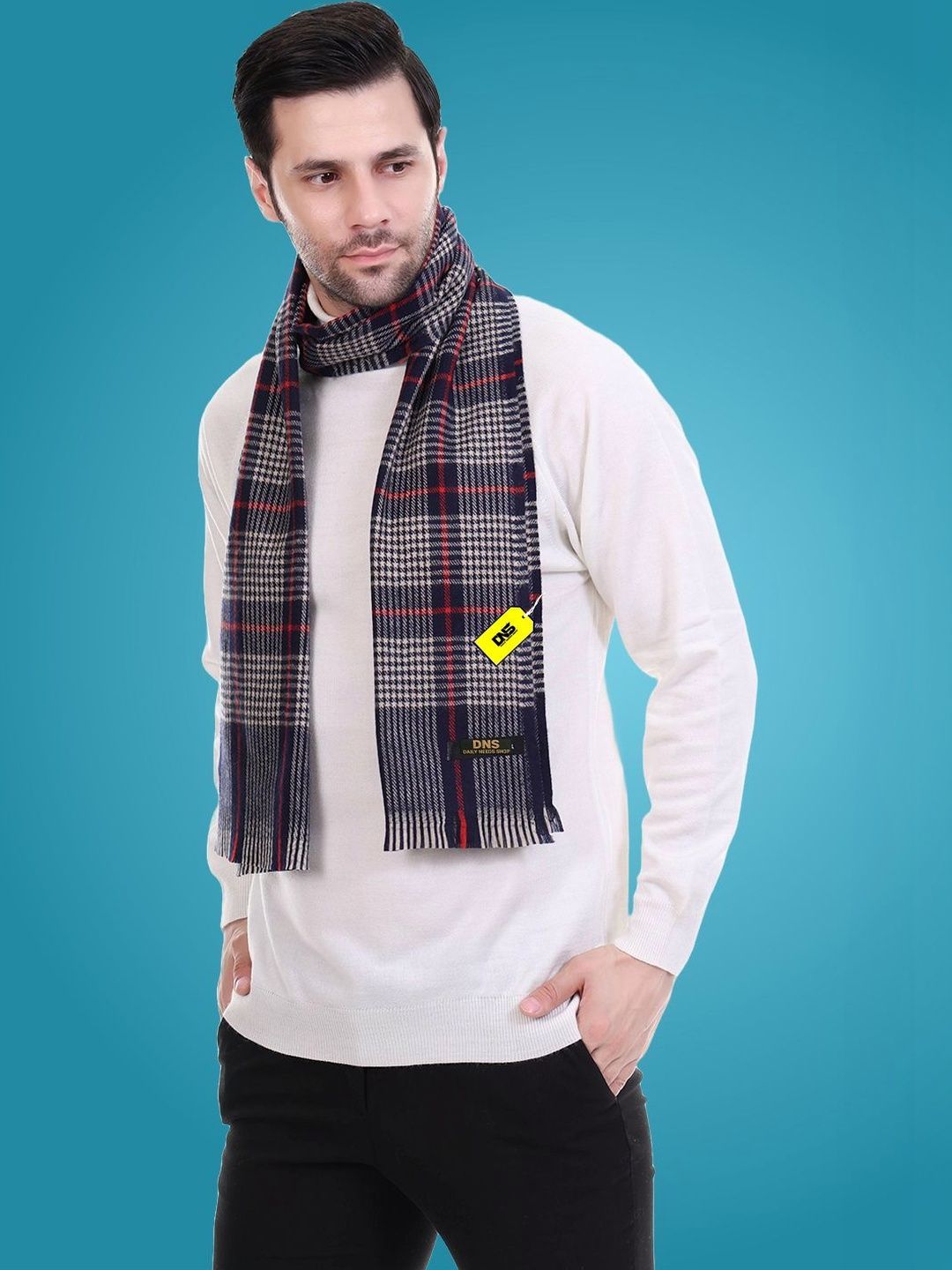 Daily Needs Shop Men Checked Merino Wool Mufflers