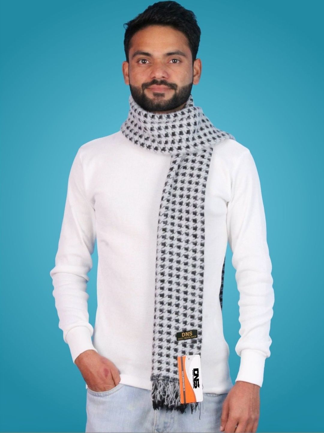 Daily Needs Shop Men Checked Merino Wool Mufflers