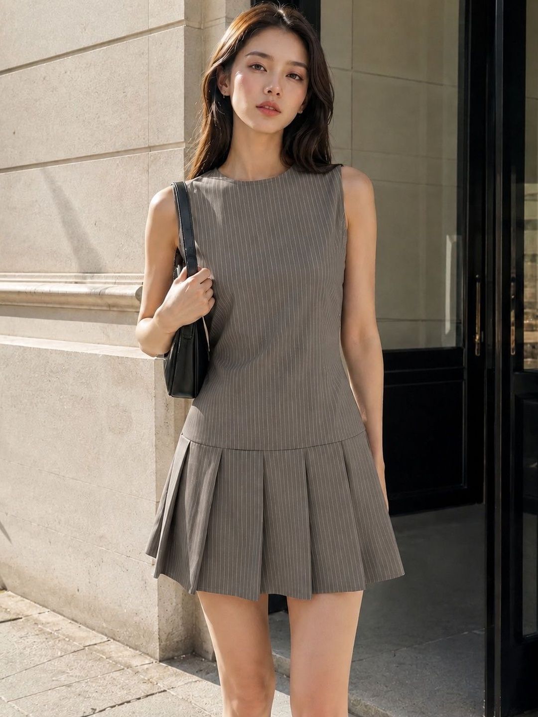 NOWI Striped A-Line Mini Dress