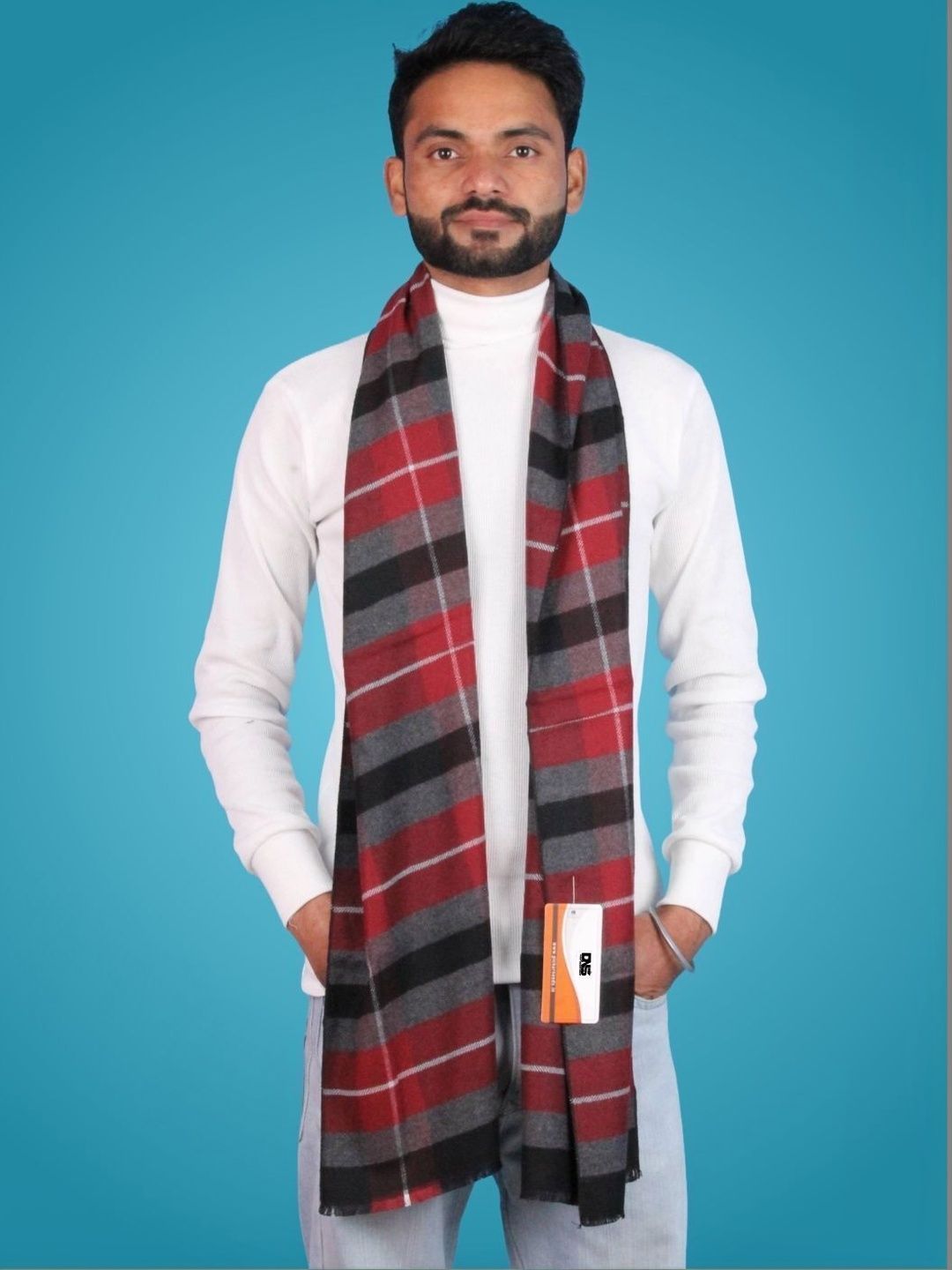 Daily Needs Shop Men Checked Merino Wool Mufflers