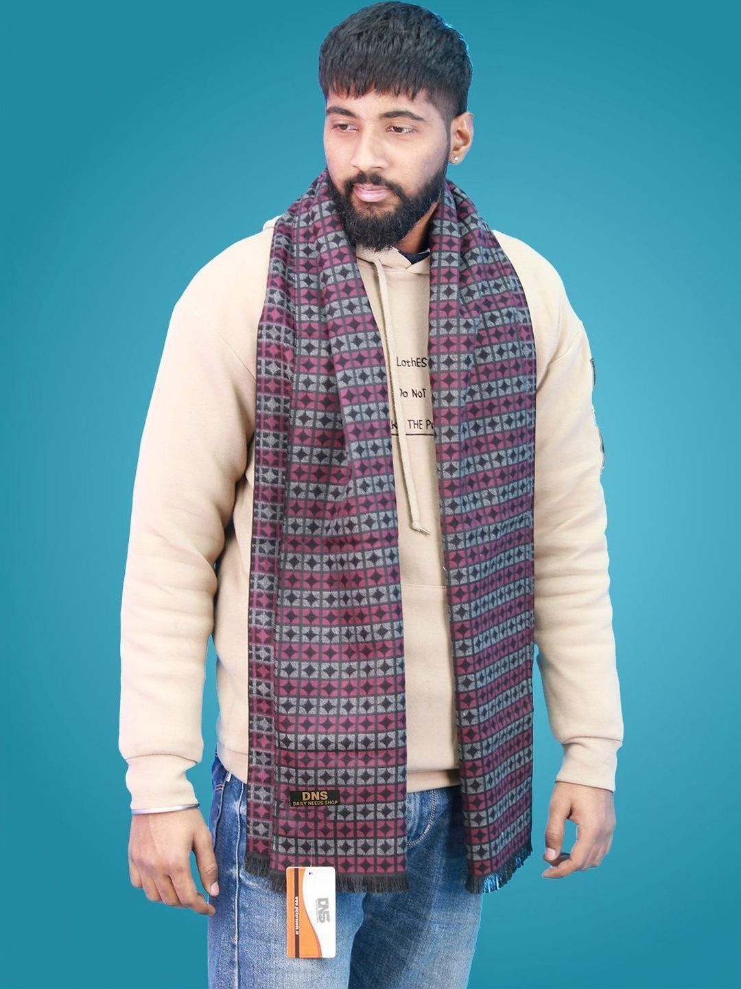 Daily Needs Shop Men Patterned Merino Wool Mufflers