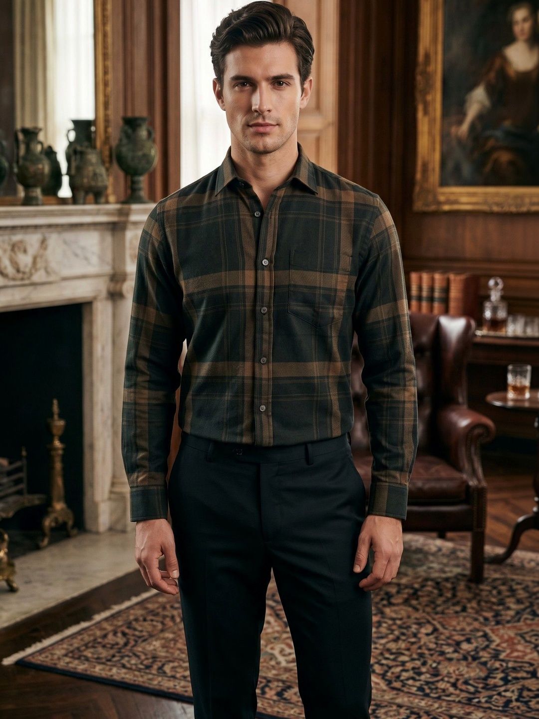 elioop Men Tartan Checks Checked Casual Shirt