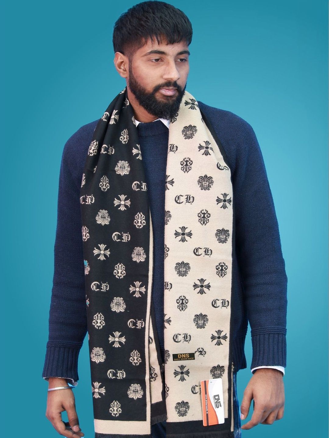 Daily Needs Shop Men Patterned Merino Wool Mufflers