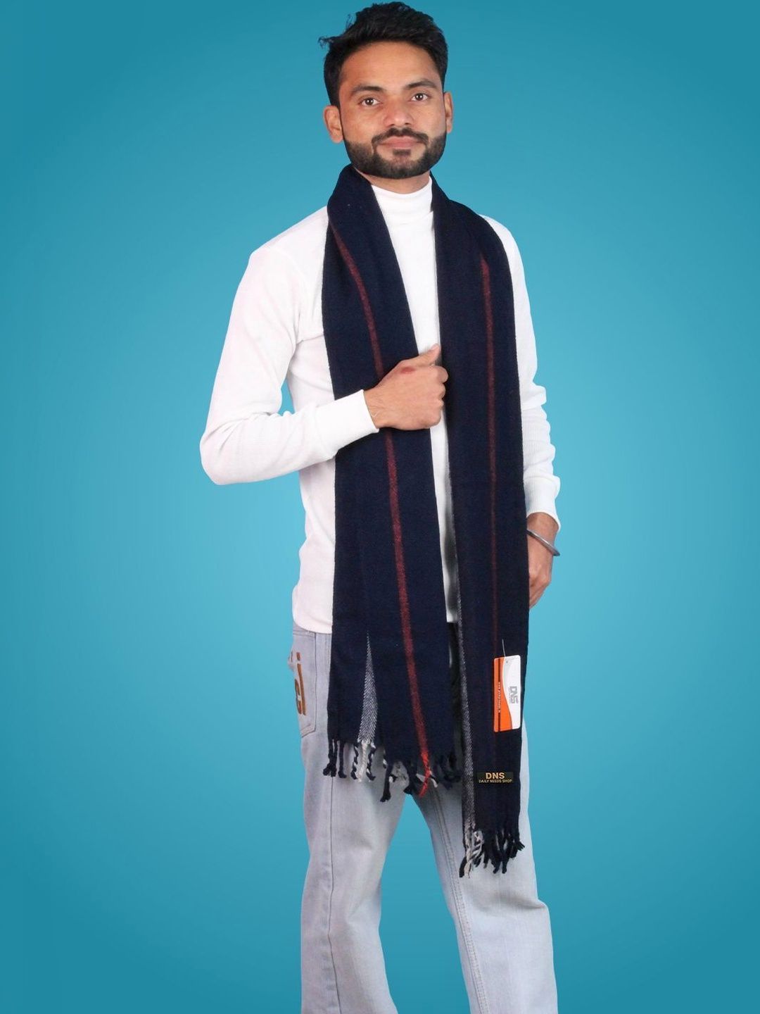 Daily Needs Shop Men Striped Merino Wool Mufflers