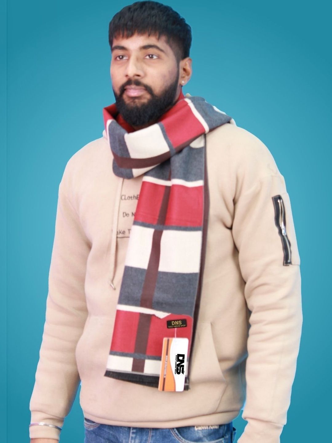 Daily Needs Shop Men Checked Merino Wool Mufflers