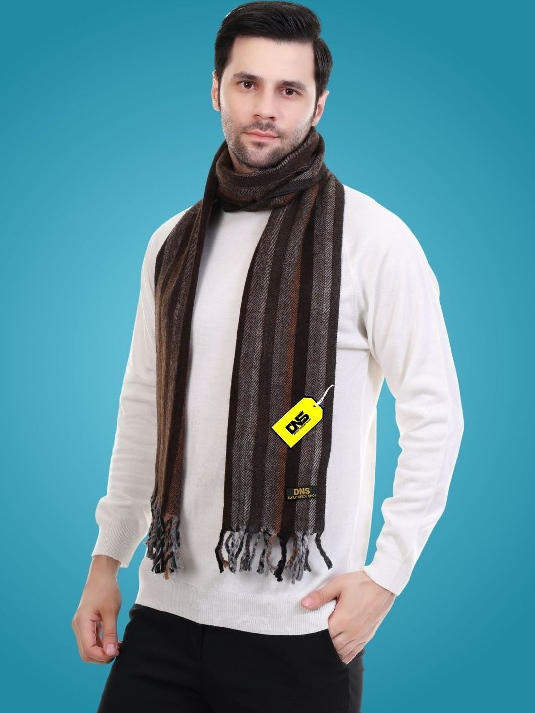Daily Needs Shop Men Striped Merino Wool Mufflers