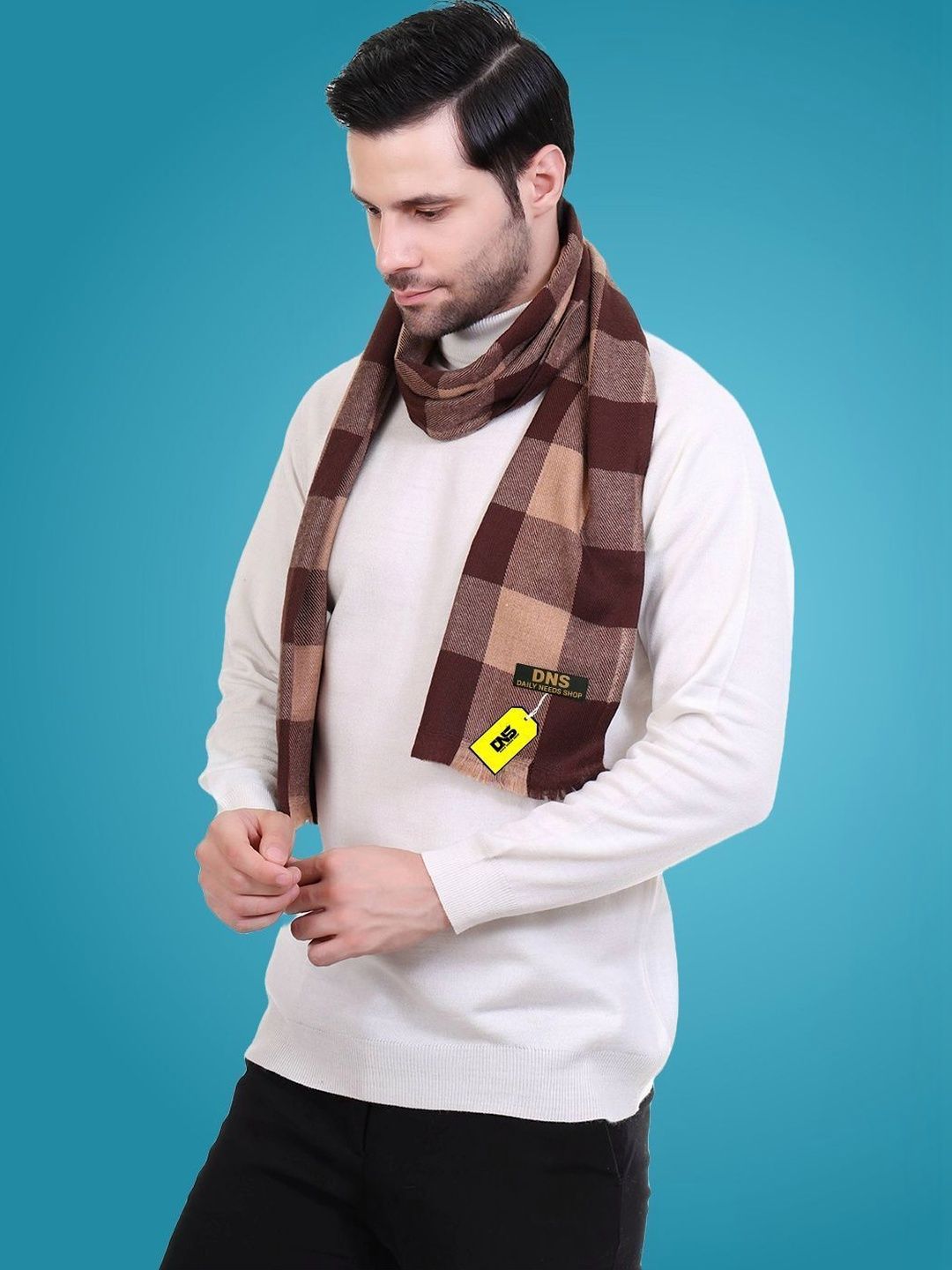 Daily Needs Shop Men Checked Merino Wool Mufflers