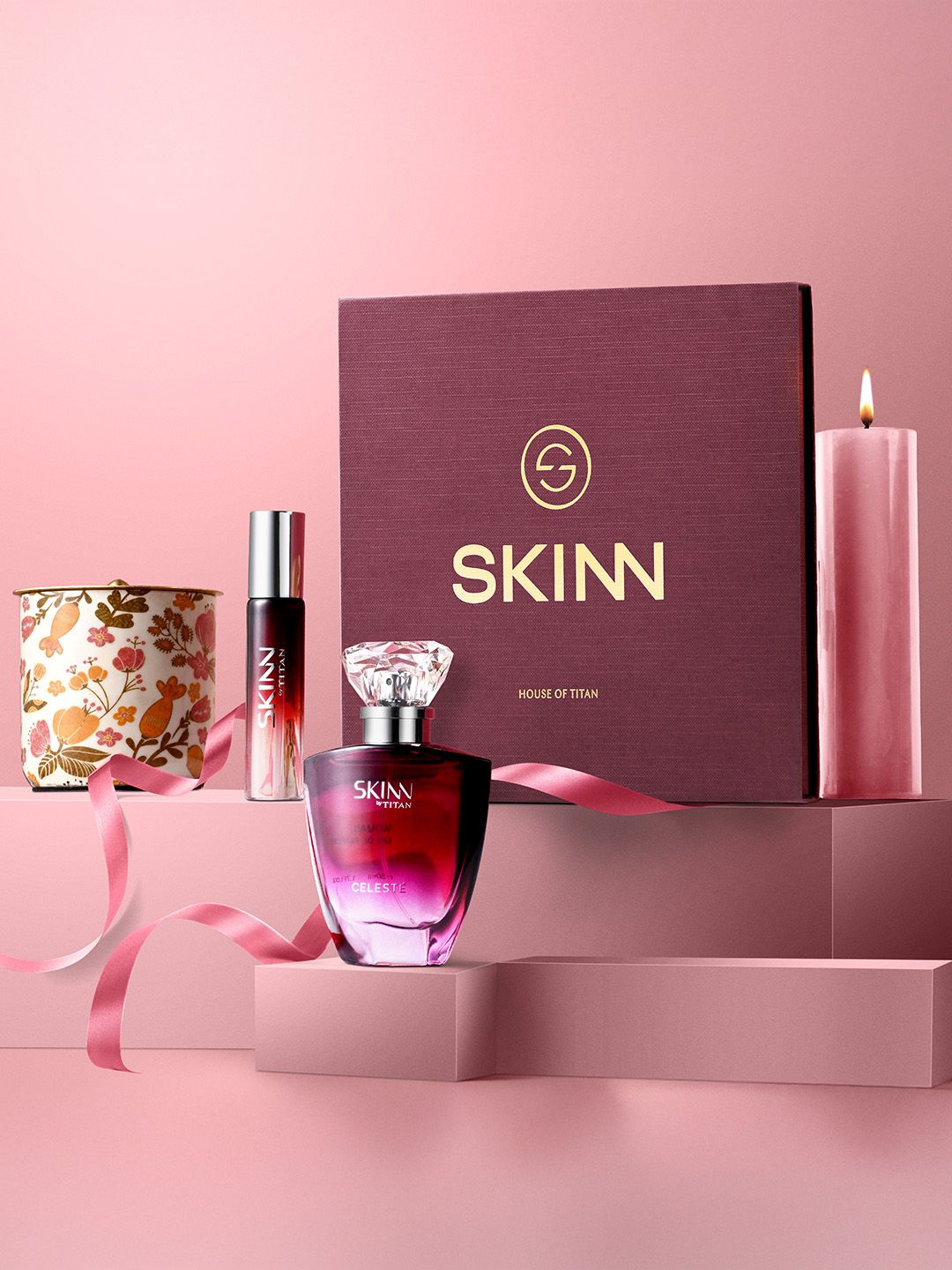 SKINN Women Set Of 2 Long Lasting Eau De Parfum Gift Set- Celest & Nude -50ml + 20ml