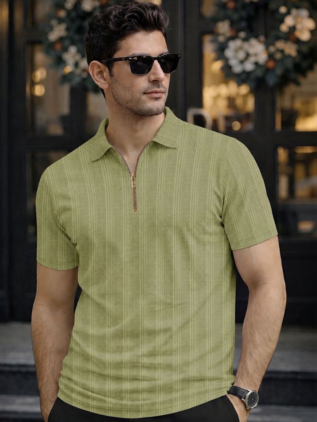 CHROVEL Men Polo Collar T-shirt