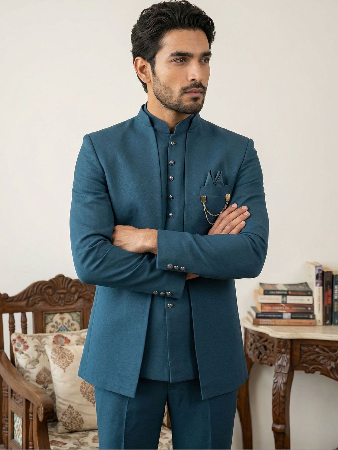 Jompers Mandarin Collar 3-Pieces Ethnic Suits