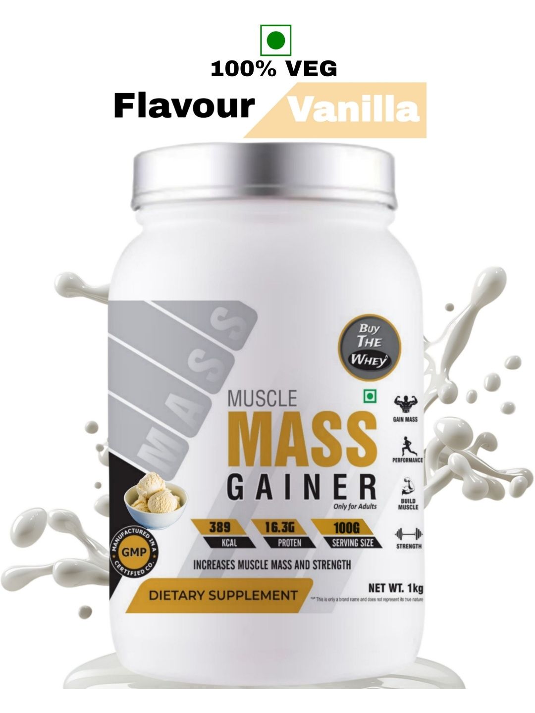 BUY THE WHEY BUY THE WHEY Muscle Mass Gainer Whey Protein Powder - 1kg