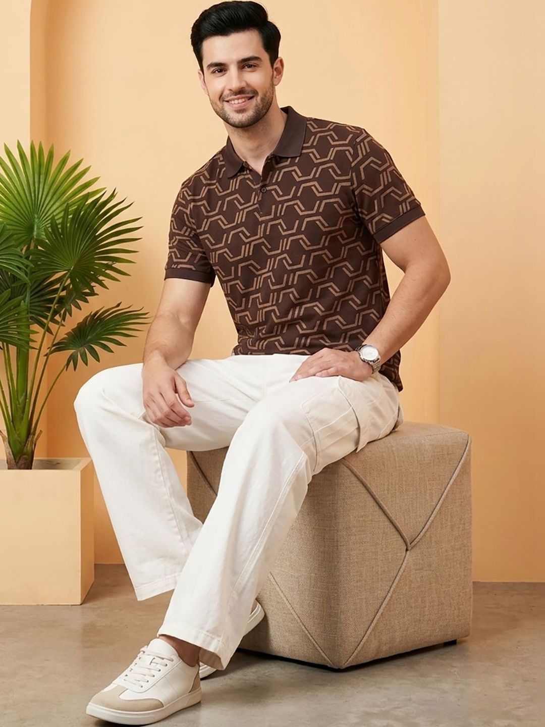 Moda Rapido Men Printed Polo Collar T-shirt