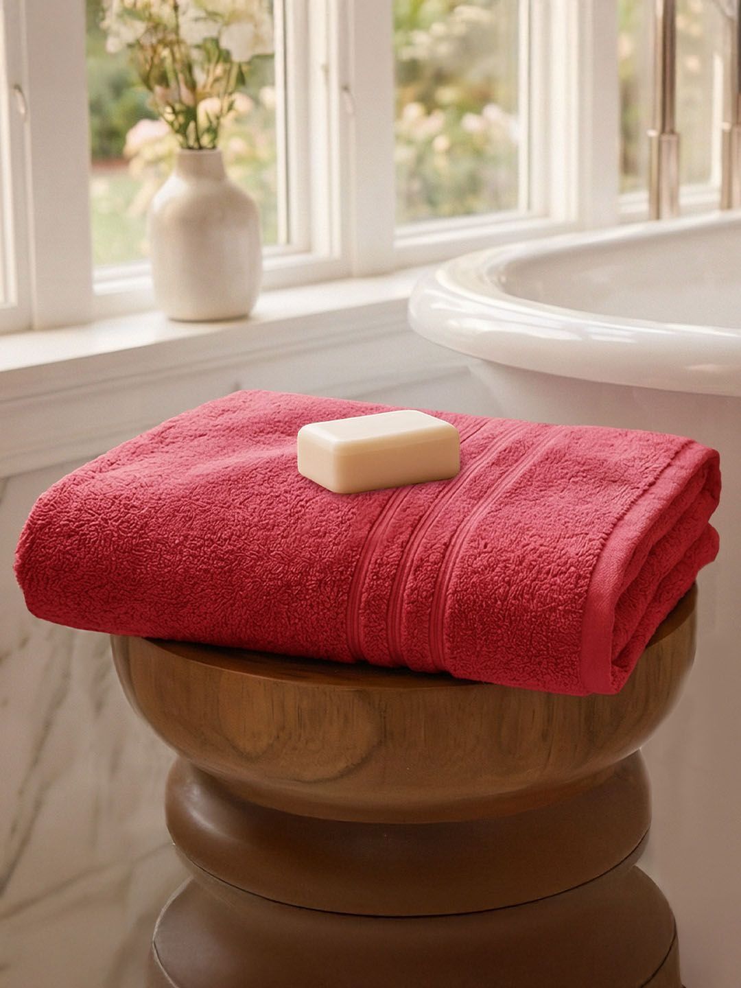 MYTRIDENT MYTRIDENT Pink 400 GSM Pure-Cotton Bath Towel