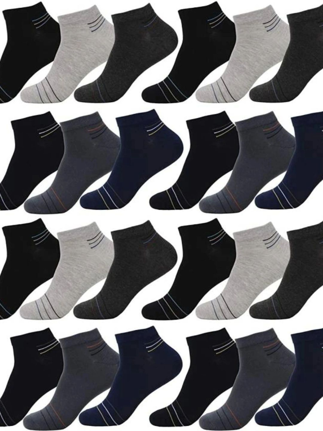 VAPINDIA Men Cotton Striped Ankle Length Socks