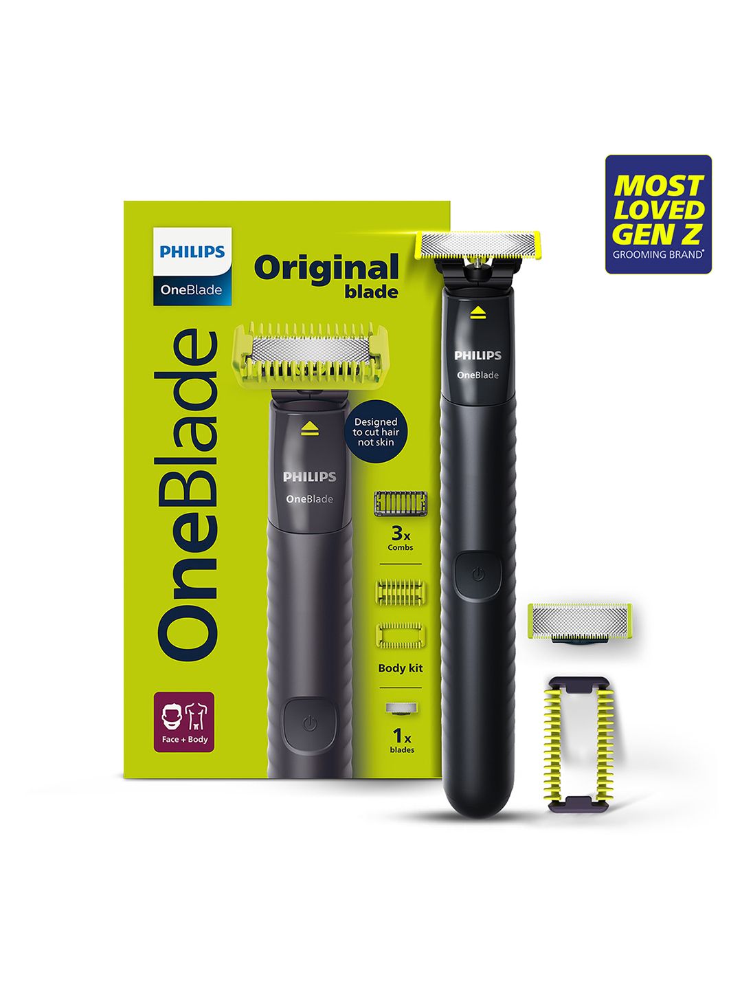 Philips OneBlade QP1624/10 Trimmer for Face & Body - Black