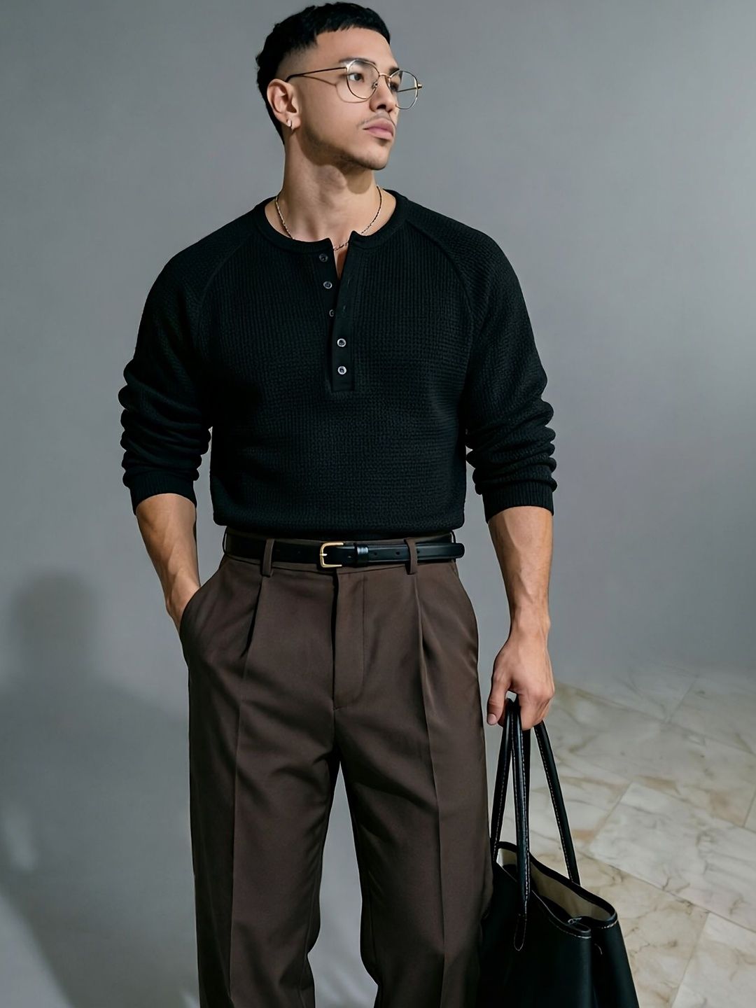 Imsa Moda Men Henley Neck T-shirt