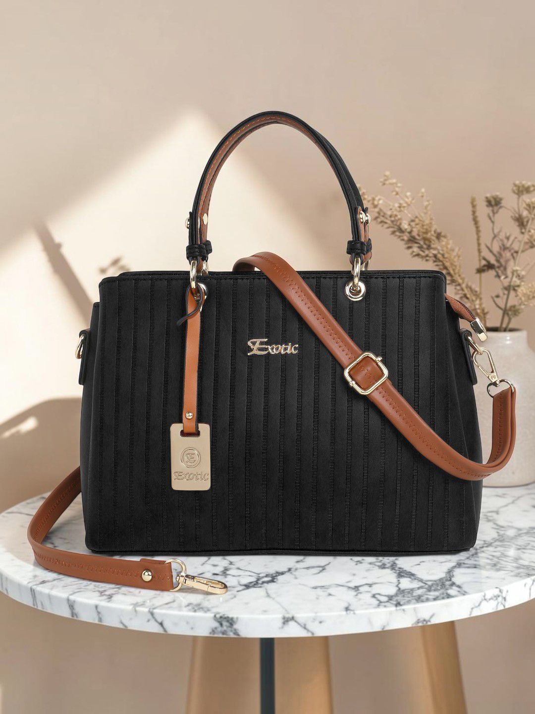 Buy Exotic Textured PU Structured Handheld Bag with Tasselled