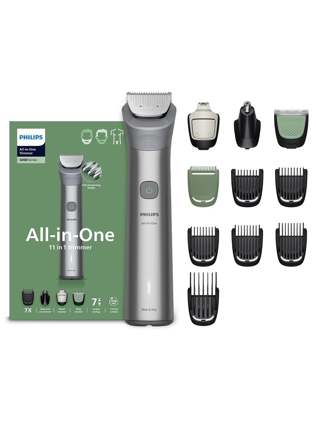 Philips MG5932/15 All in One Trimmer with 11 Attachments for Face-Hair & Body - Grey