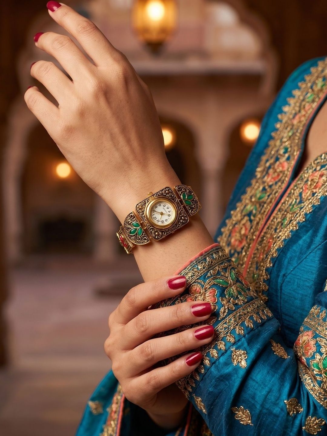 SZN Women Gold Plated Dial & Strap Analogue Chronograph Battery Powered Kashmiri Watch