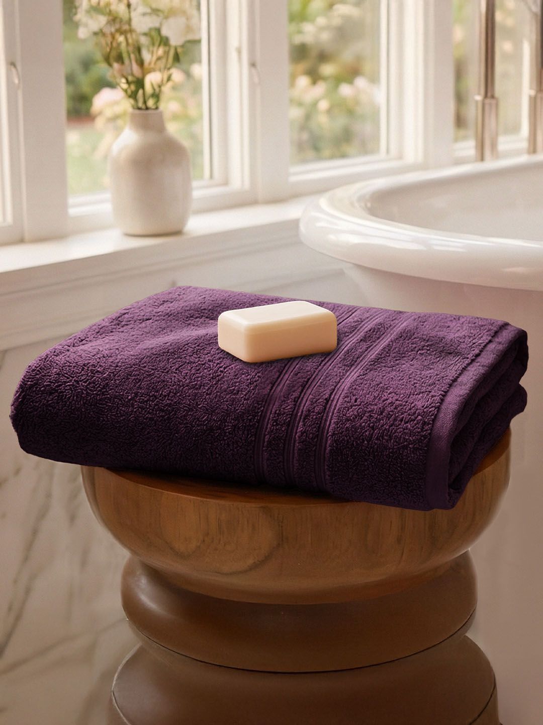MYTRIDENT MYTRIDENT 100% cotton Purple Solid 400GSM Super Soft Adult Regular Bath Towel-55x28In