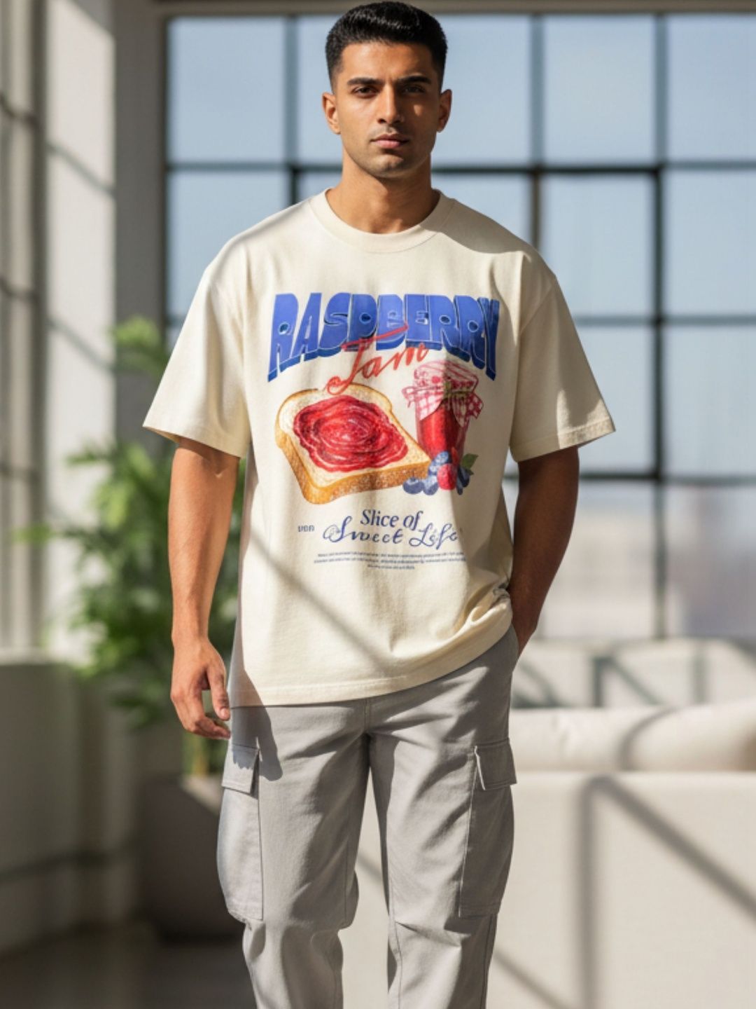 TeeSlix Men Printed Drop-Shoulder Sleeves T-shirt