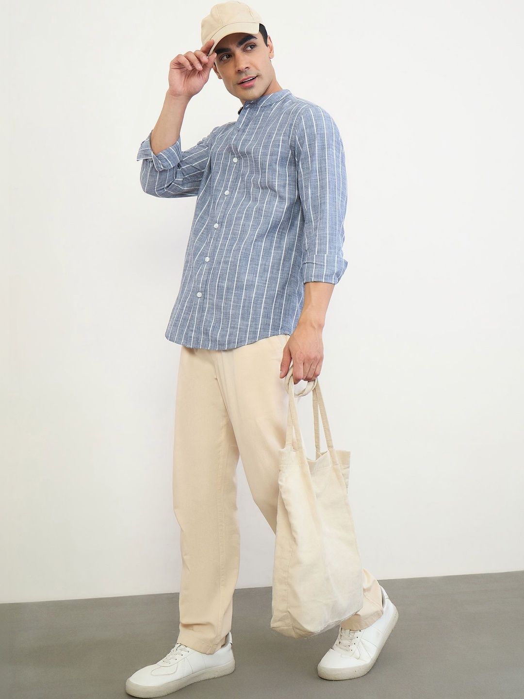 Mast & Harbour Men Cotton Linen Casual Shirt