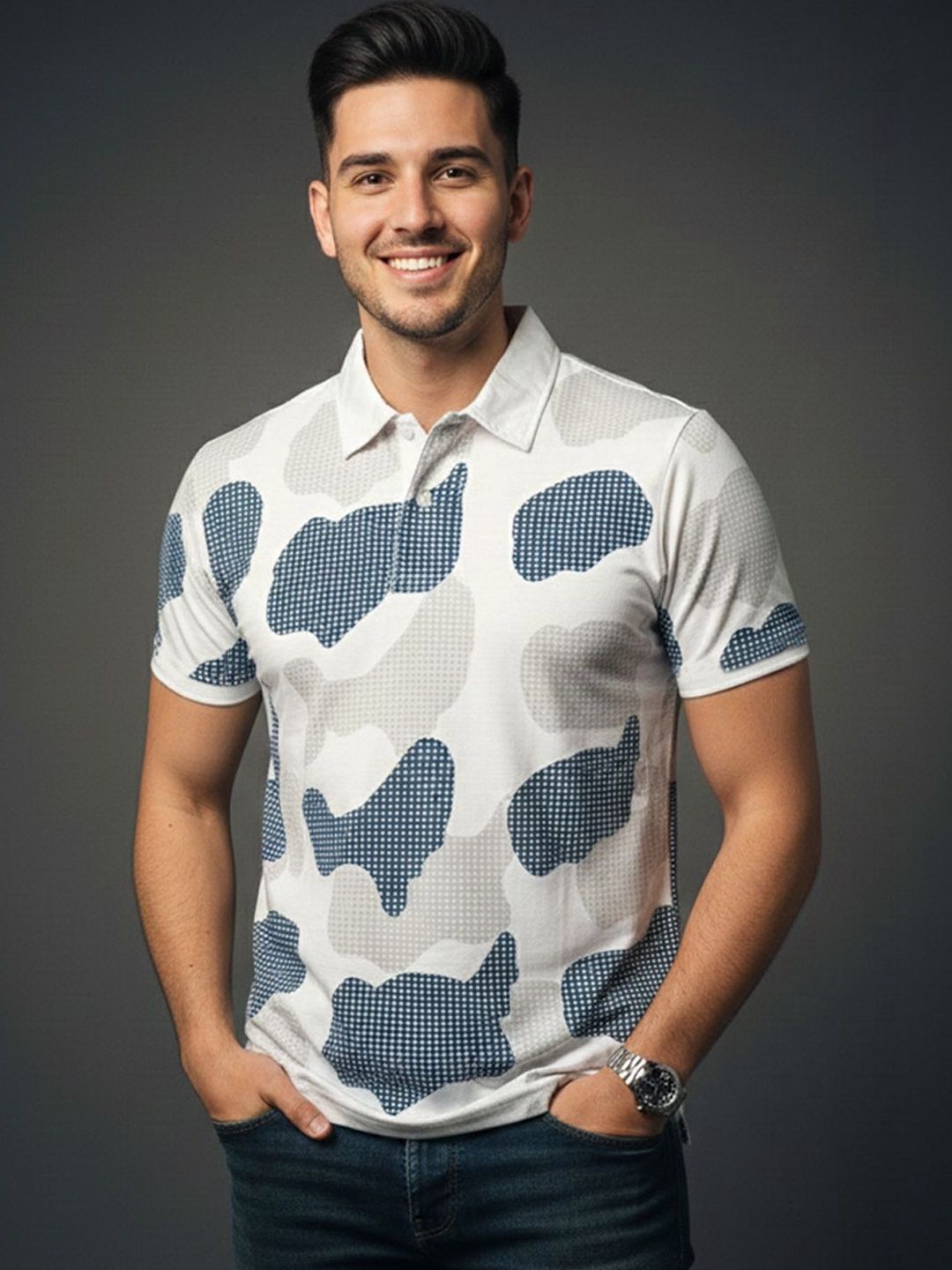 Moda Rapido Men Printed Polo Collar T-shirt