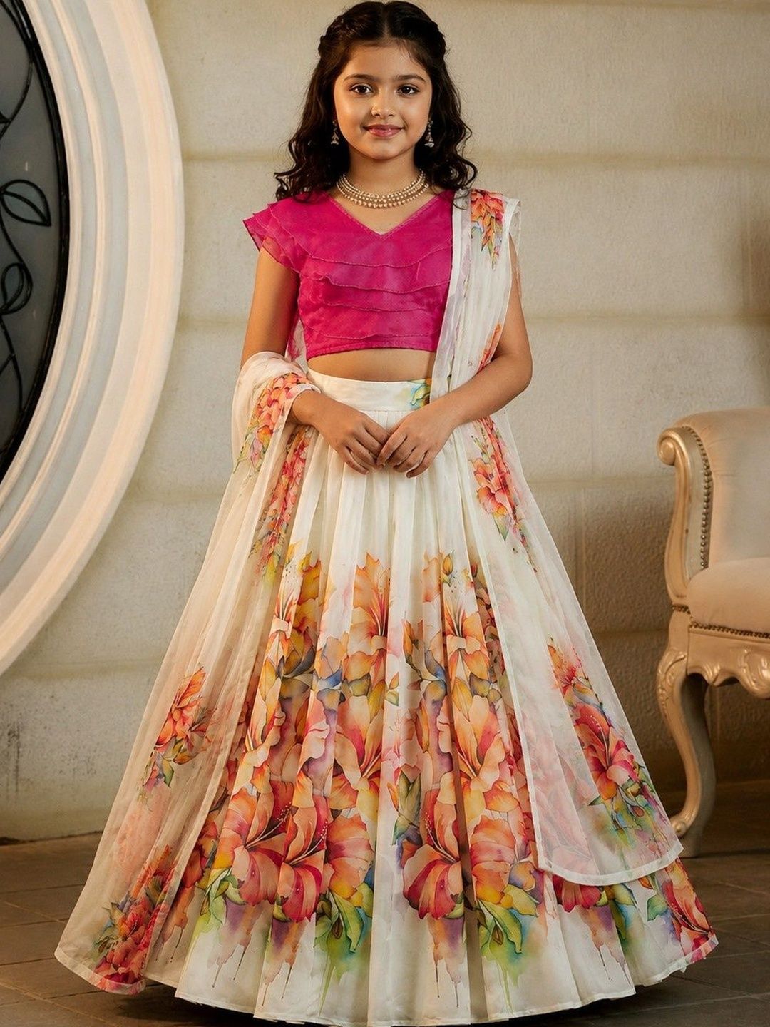 KALINI Girls Ready to Wear Lehenga & Blouse With Dupatta