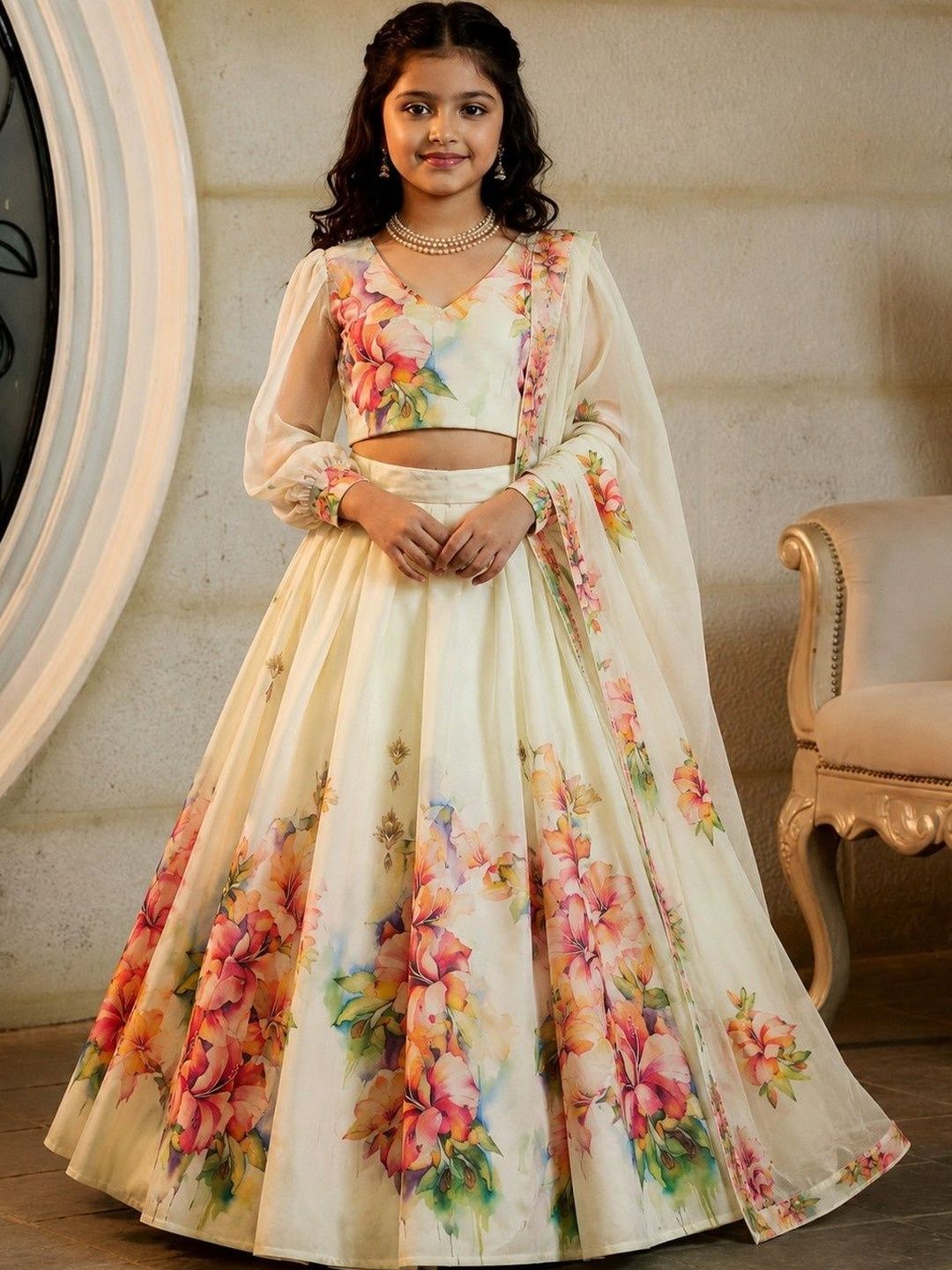 KALINI Girls Ready to Wear Lehenga & Blouse With Dupatta
