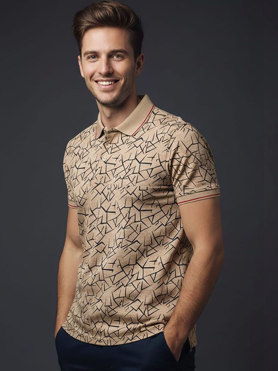 Moda Rapido Men Printed Polo Collar T-shirt