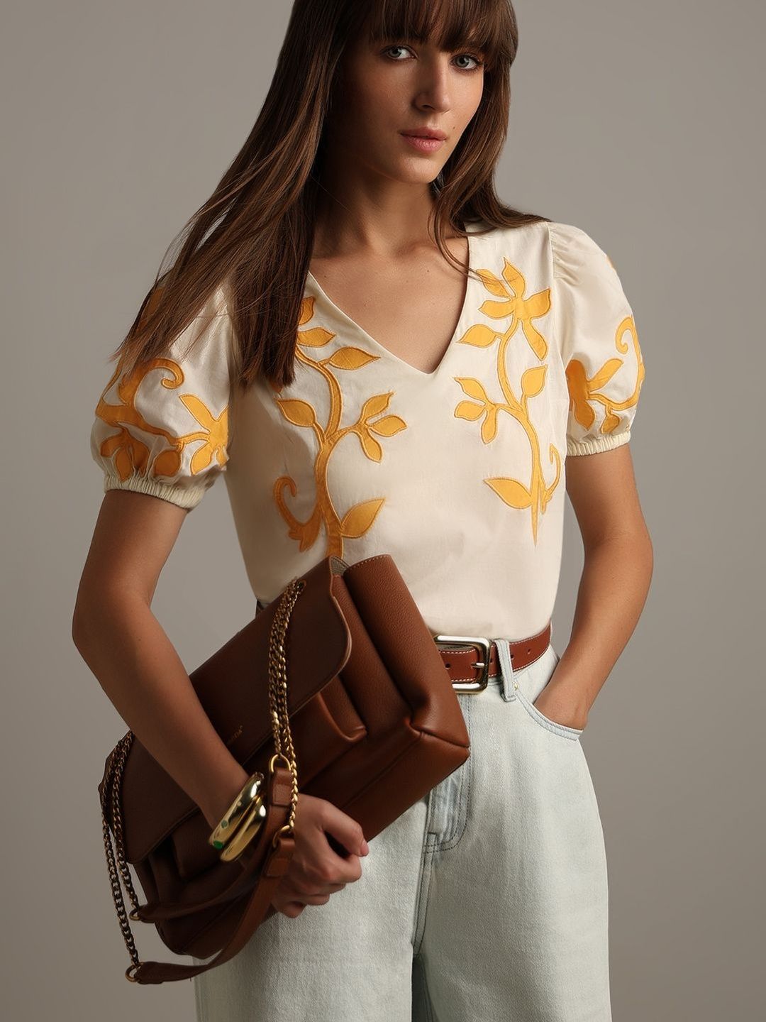 Floral Embroidered Puff Sleeve Top Vero Moda Floral Embroidered Puff Sleeve Cotton Top