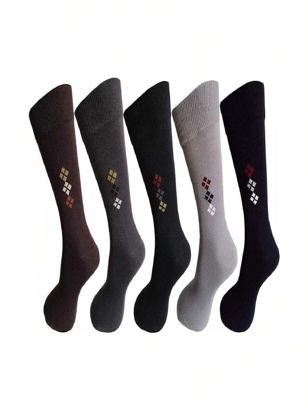 VAPINDIA Men Pack of 5 Cotton Patterned Above Ankle Socks