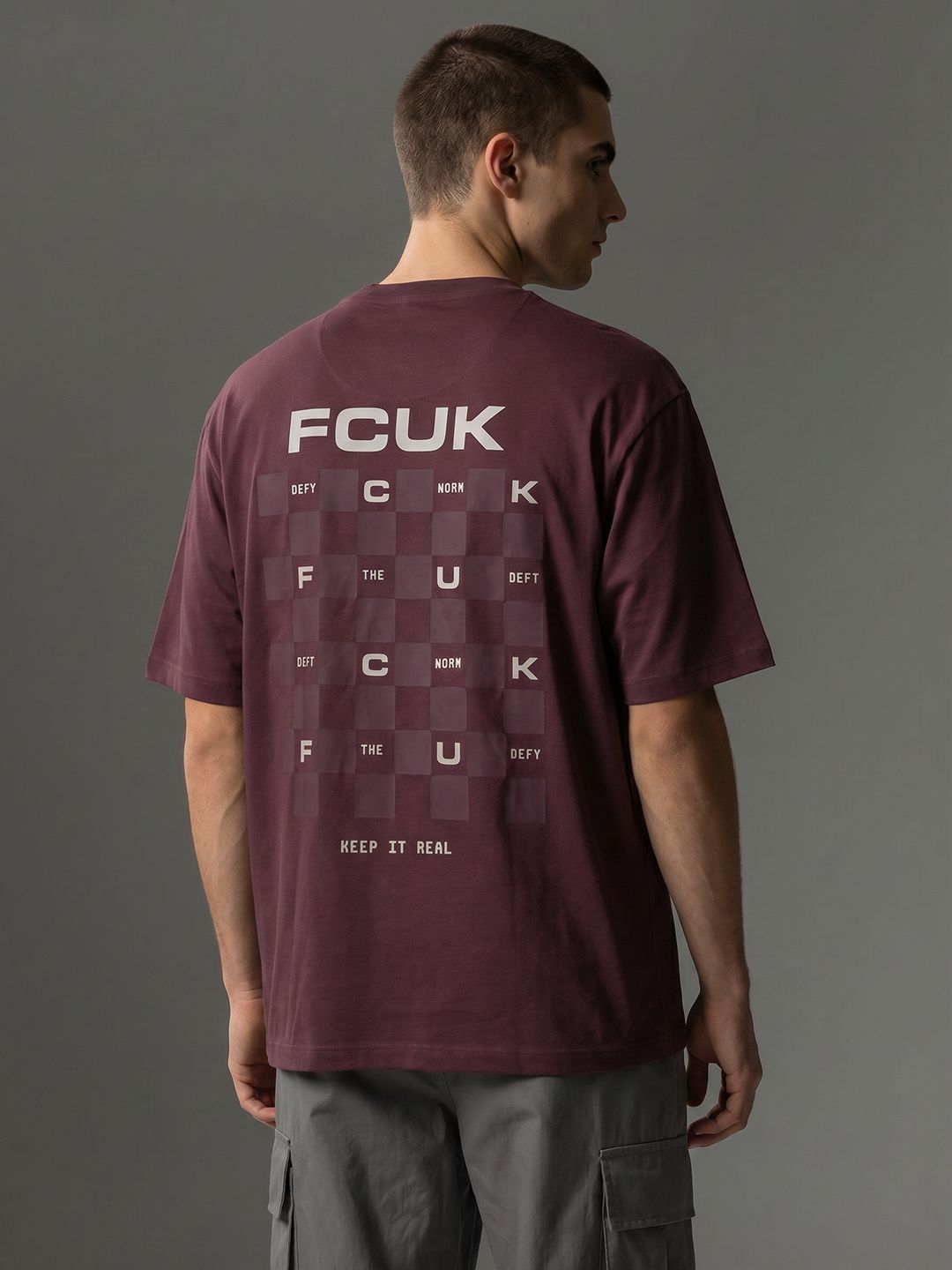 FCUK Oversized Fit Brand Logo Printed Pure Cotton T-shirt