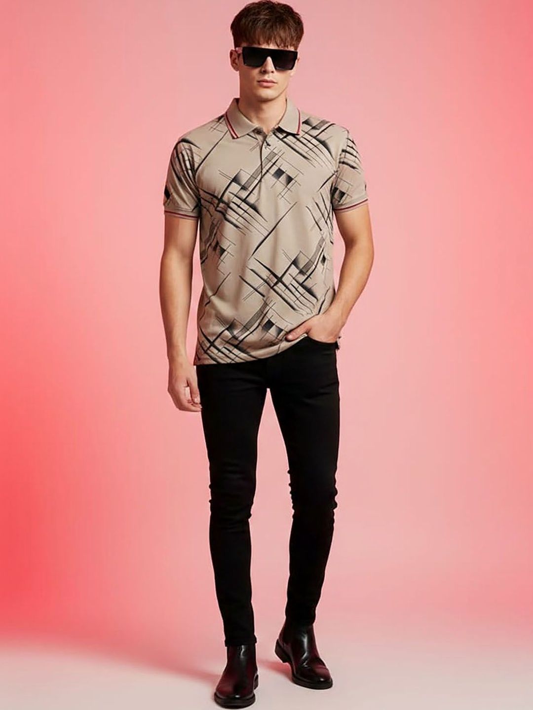 Moda Rapido Men Printed Polo Collar T-shirt