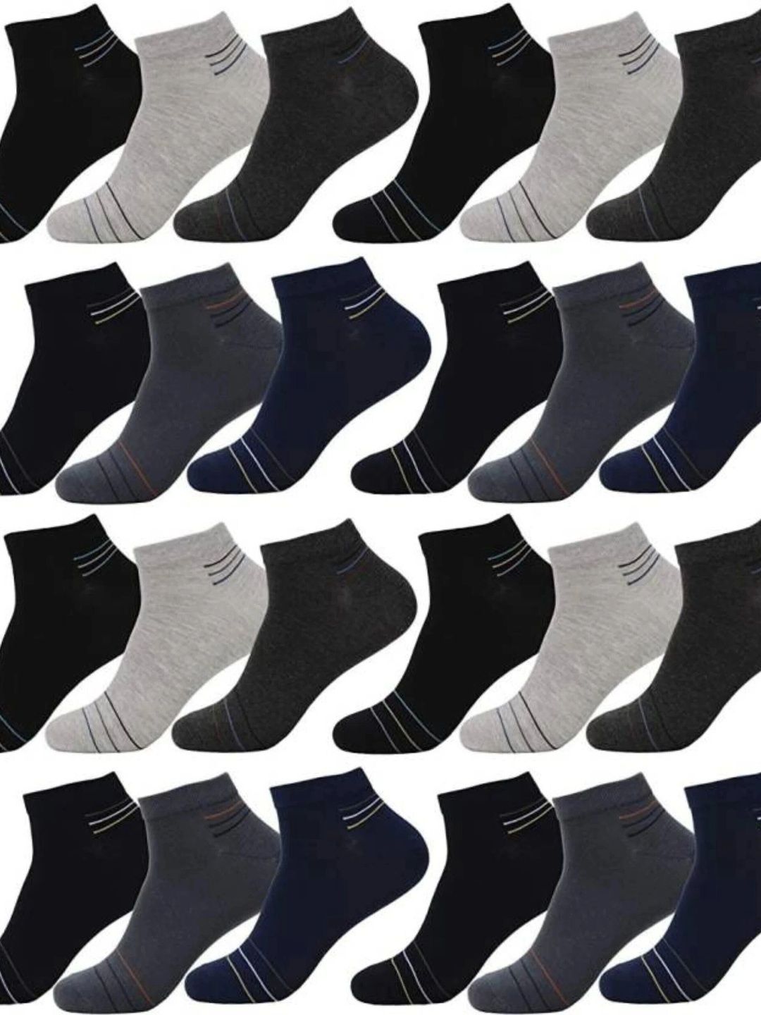 VAPINDIA Men Cotton Striped Ankle Length Socks
