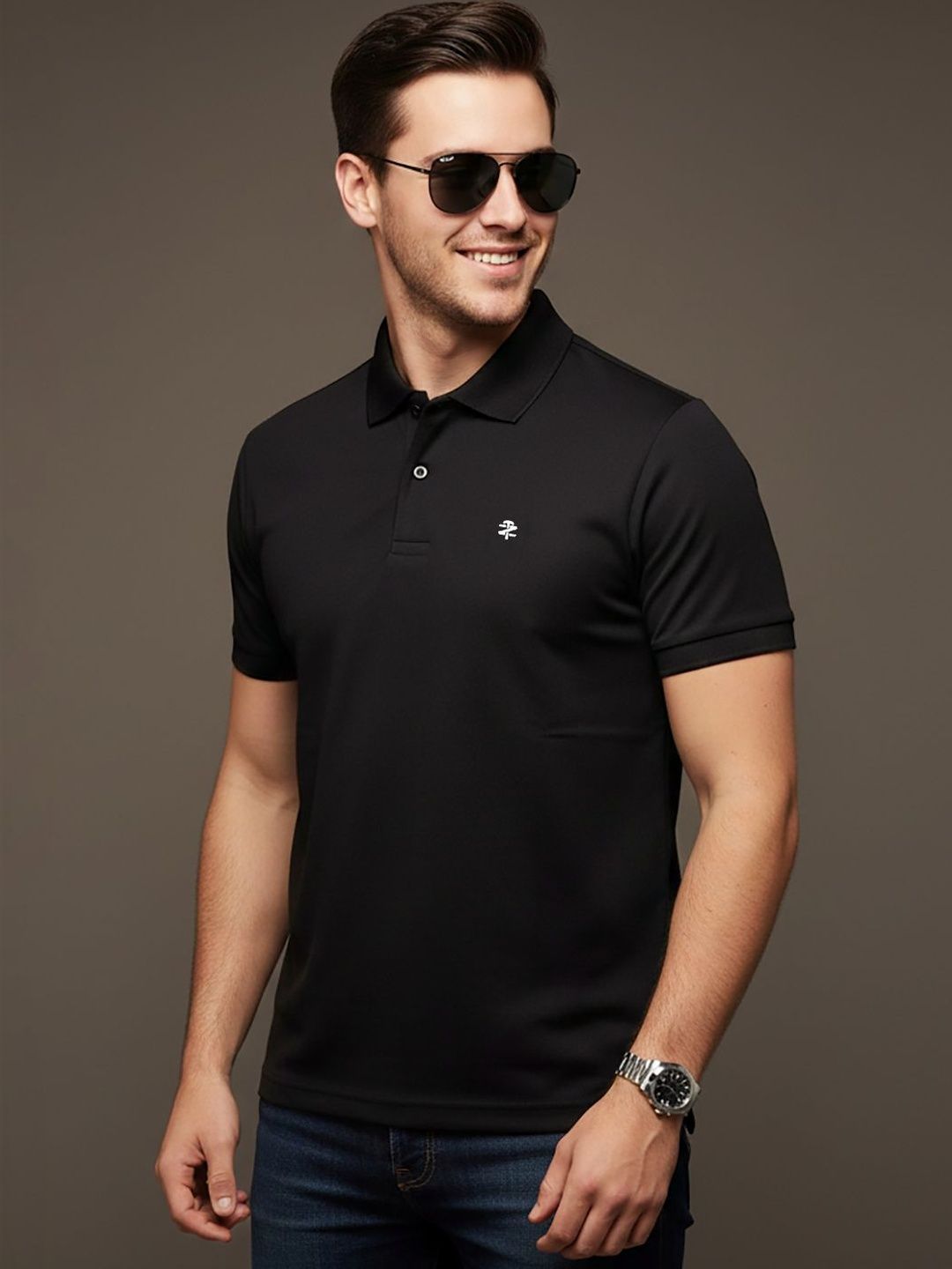 Moda Rapido Men Brand Logo Polo Collar T-shirt