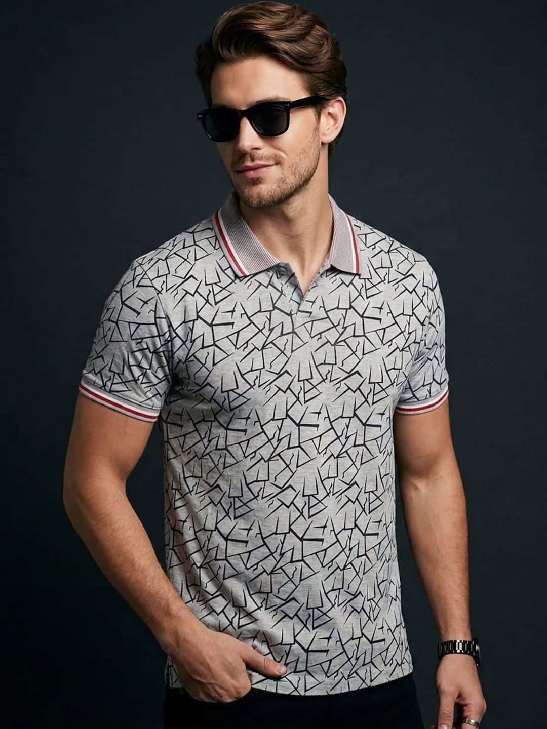 Moda Rapido Men Printed Polo Collar T-shirt