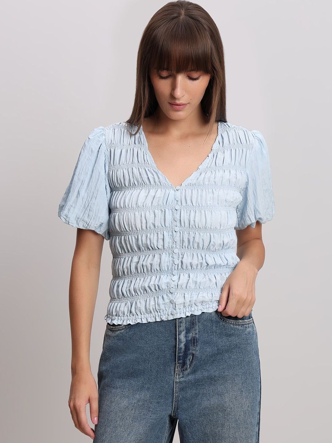 Puff Sleeve Top Vero Moda Puff Sleeve Smocked Top