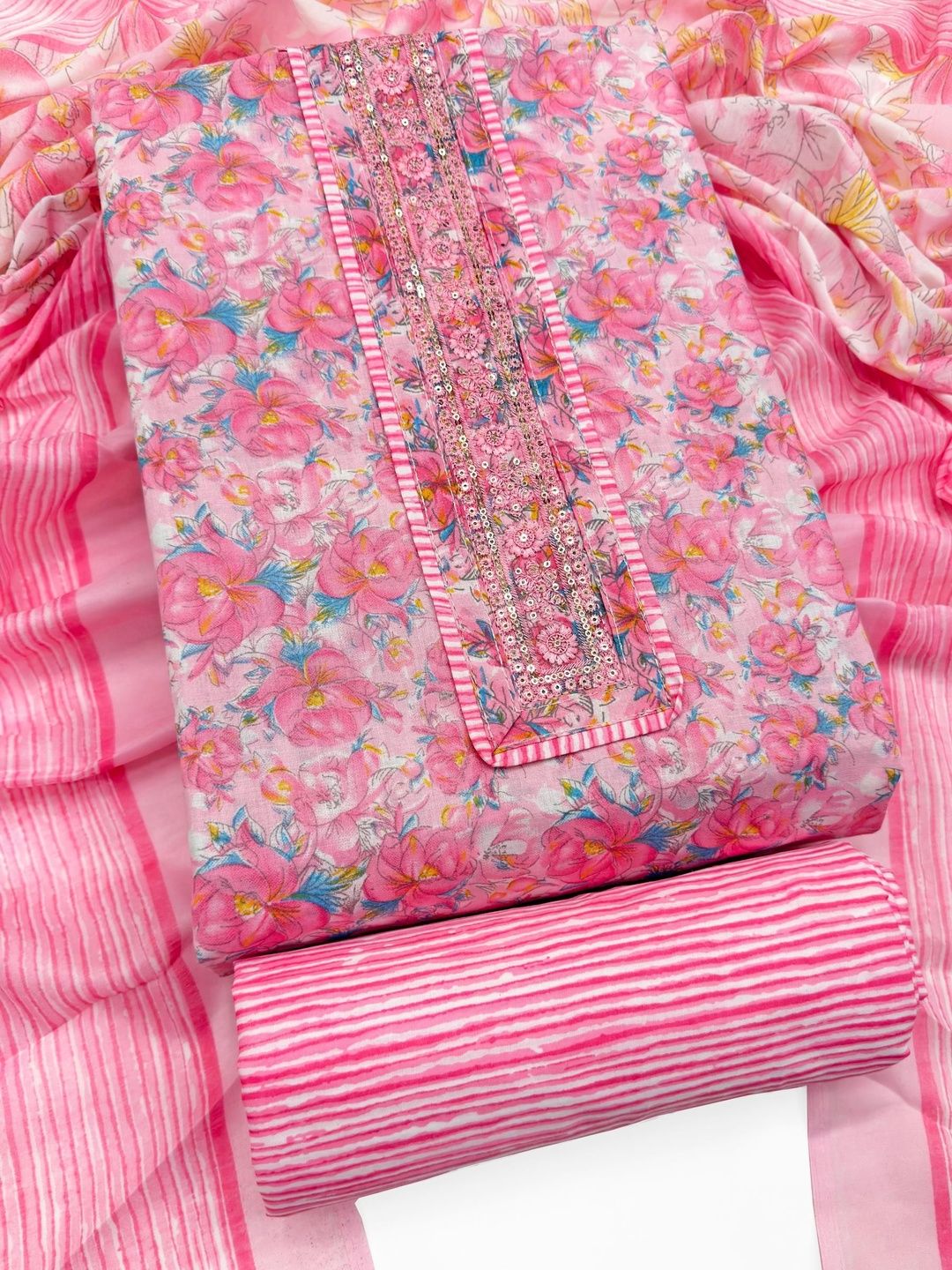 Mitera Printed Pure Cotton Unstitched Dress Material