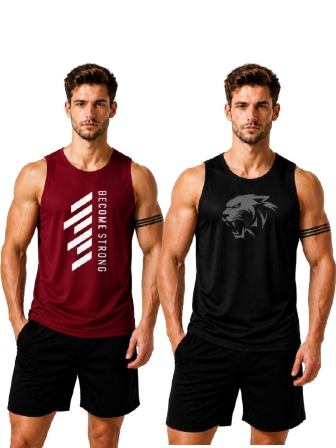 eliteeleganceapparel Pack of 2 Printed Gym Vest