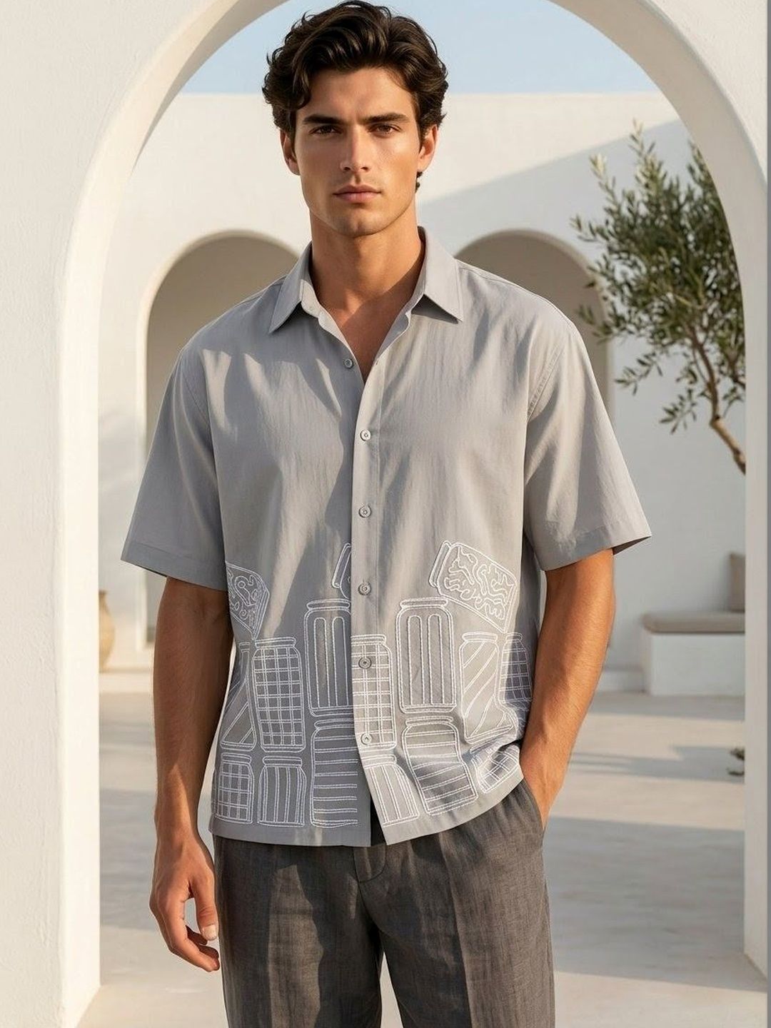 Mast & Harbour Men Premium Embroidered Shirt