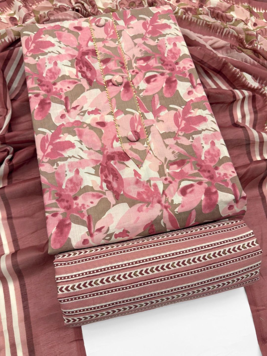 Mitera Printed Pure Cotton Unstitched Dress Material