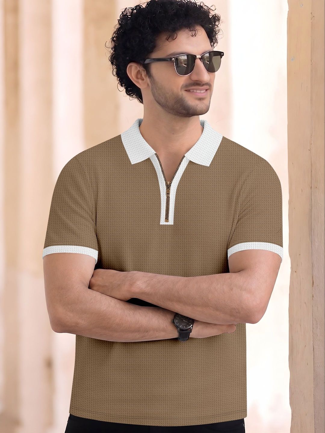 HERE&NOW Men Polo Collar T-shirt
