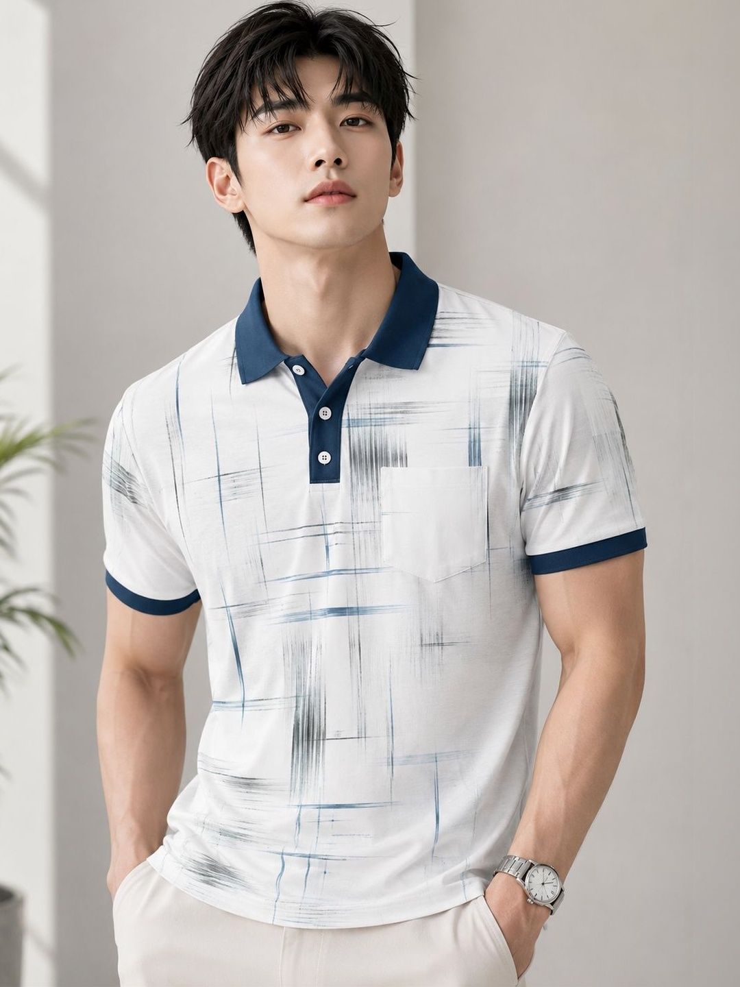 TAZO Men Printed Polo Collar T-shirt