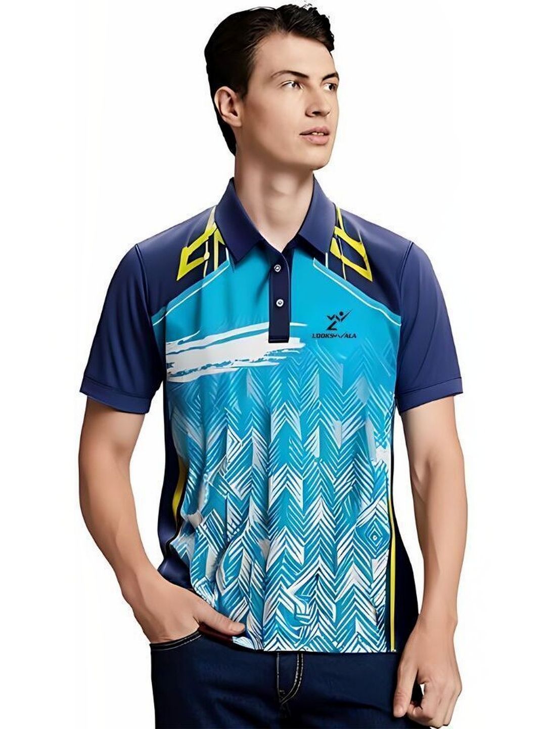 Lookswala Men Printed Polo Collar T-shirt