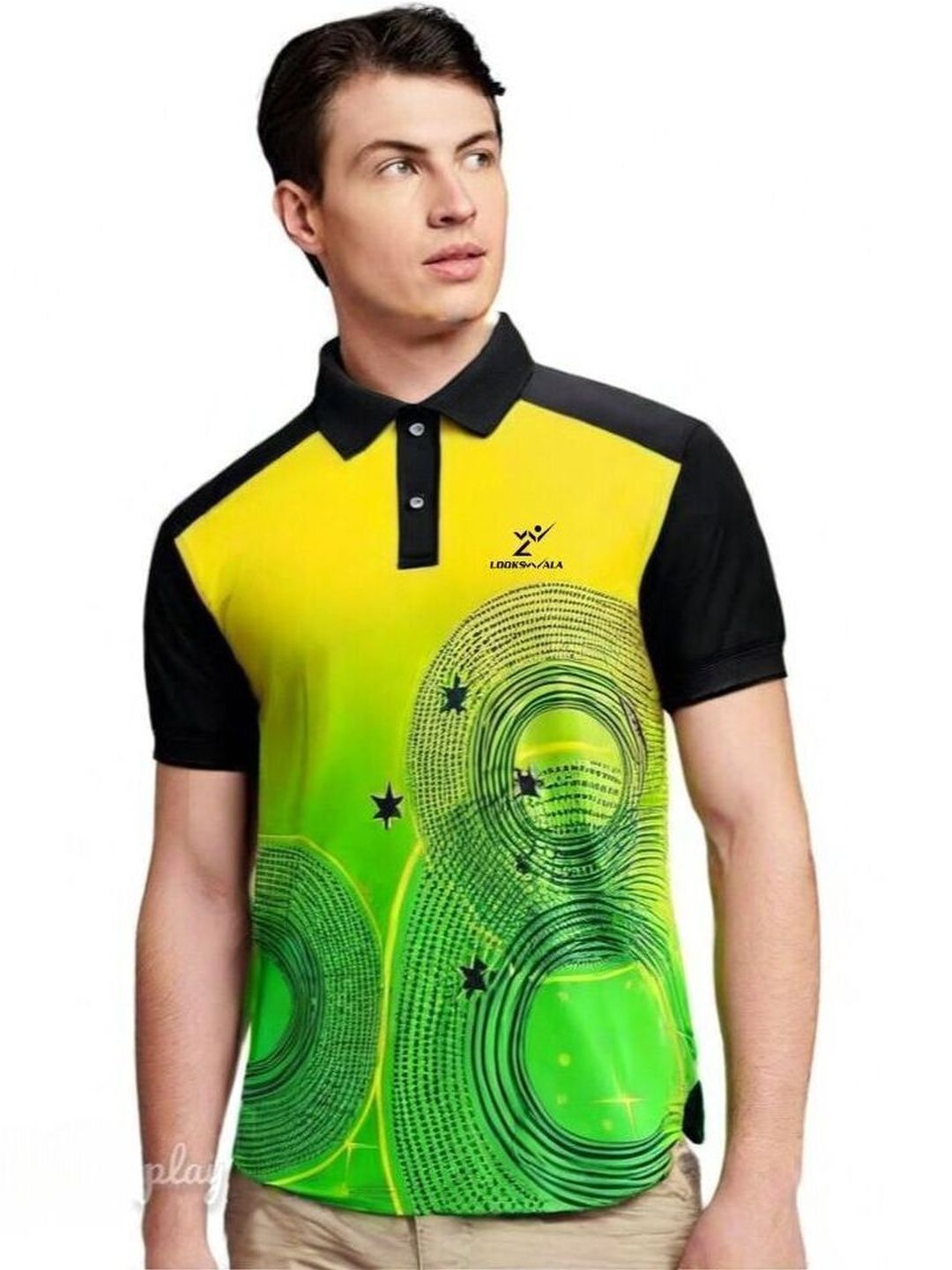Lookswala Men Printed Polo Collar T-shirt