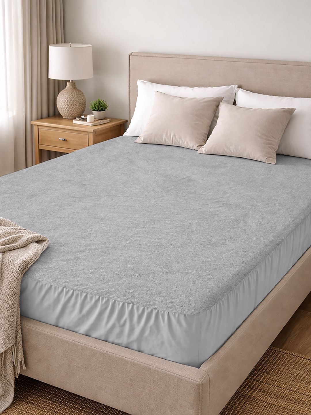 Myntra Elegant Homes Myntra Elegant Homes Grey Cotton Water Resistant Mattress Protector